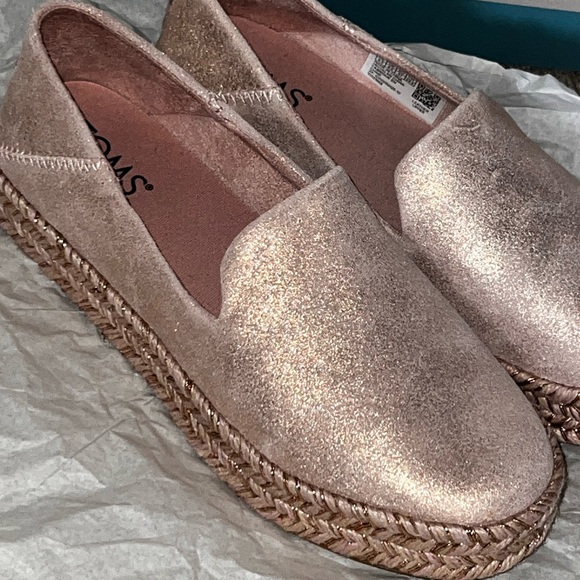 TOMS Women's Glitter Espadrilles - Pink Gold - Picture 1 of 5